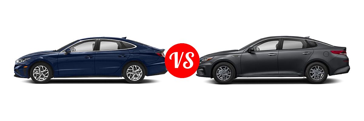 2020 Hyundai Sonata Sedan SEL / SEL Plus vs. 2020 Kia Optima Sedan LX - Side Comparison