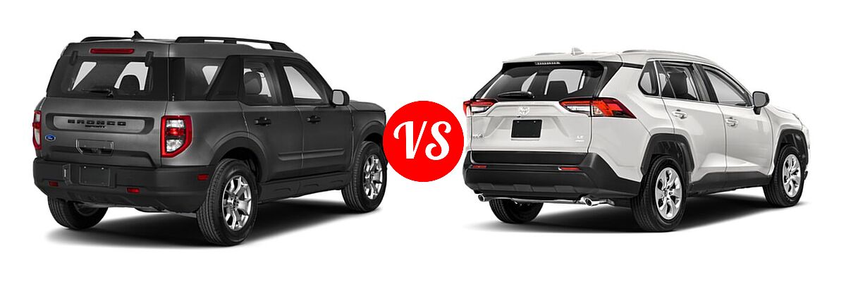 2021 Ford Bronco Sport SUV Badlands / Base / First Edition / Outer Banks vs. 2021 Toyota RAV4 SUV LE - Rear Right Comparison