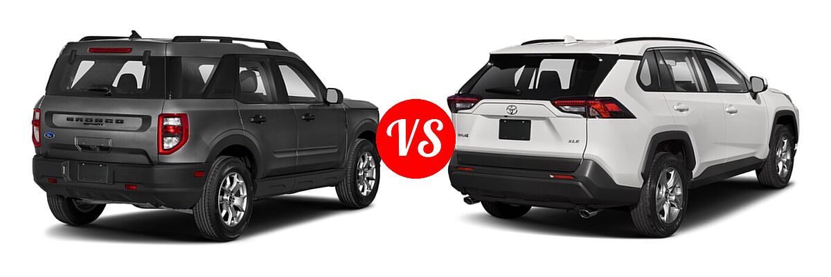 2021 Ford Bronco Sport SUV Badlands / Base / First Edition / Outer Banks vs. 2021 Toyota RAV4 SUV XLE / XLE Premium - Rear Right Comparison