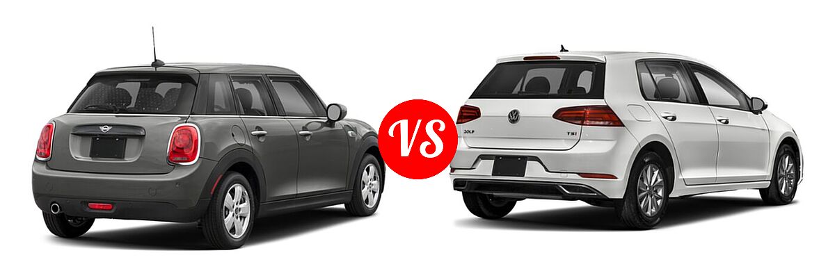 2021 MINI Hardtop 4 Door Hatchback Cooper vs. 2021 Volkswagen Golf Hatchback TSI - Rear Right Comparison