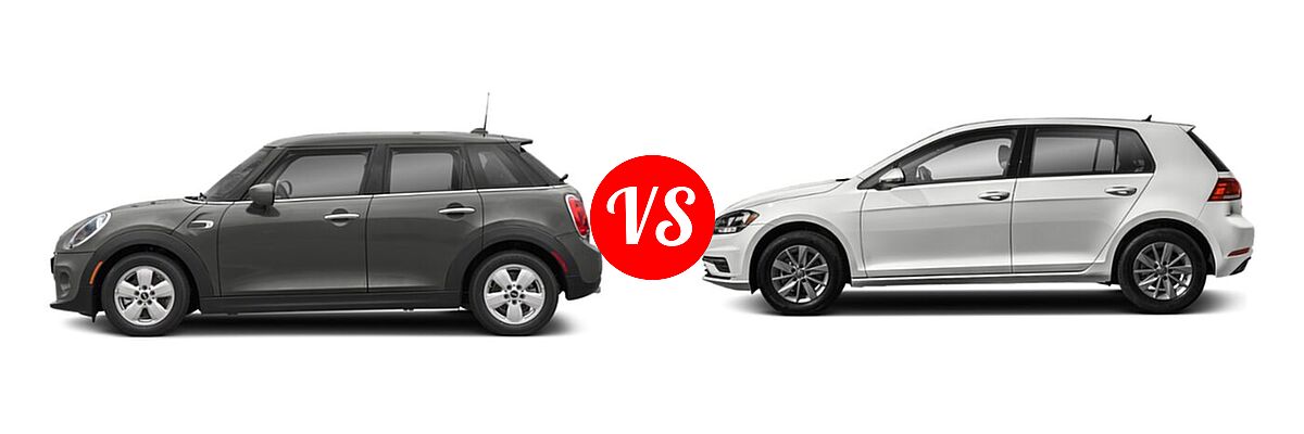 2021 MINI Hardtop 4 Door Hatchback Cooper vs. 2021 Volkswagen Golf Hatchback TSI - Side Comparison