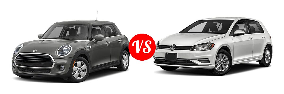 2021 MINI Hardtop 4 Door Hatchback Cooper vs. 2021 Volkswagen Golf Hatchback TSI - Front Left Comparison