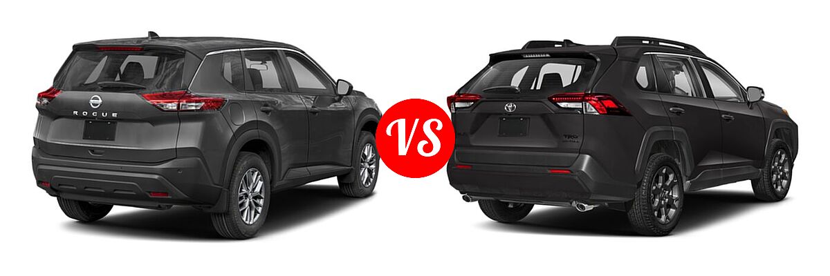 2021 Nissan Rogue SUV S / SL / SV vs. 2021 Toyota RAV4 SUV TRD Off Road - Rear Right Comparison