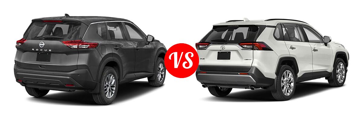 2021 Nissan Rogue SUV S / SL / SV vs. 2021 Toyota RAV4 SUV Limited - Rear Right Comparison