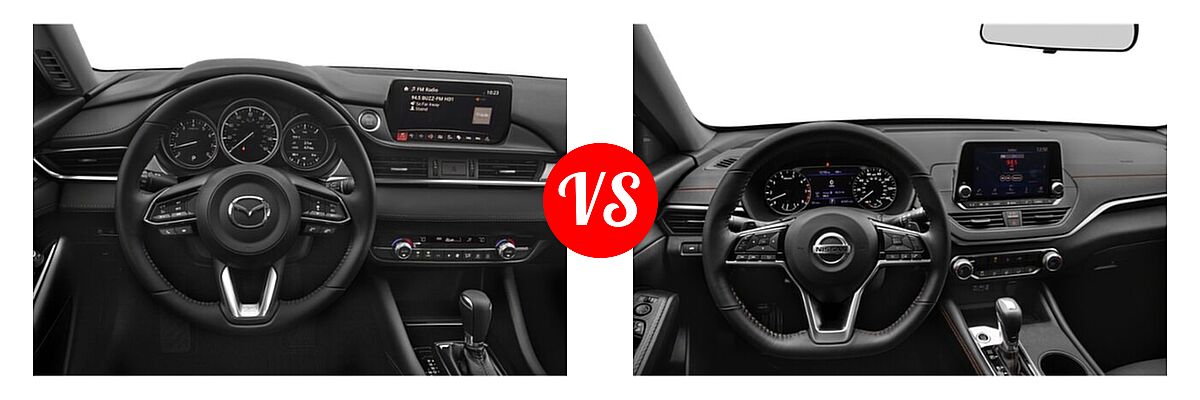 2021 Mazda 6 Sedan Sport vs. 2021 Nissan Altima Sedan 2.0 SR / 2.5 SR - Dashboard Comparison