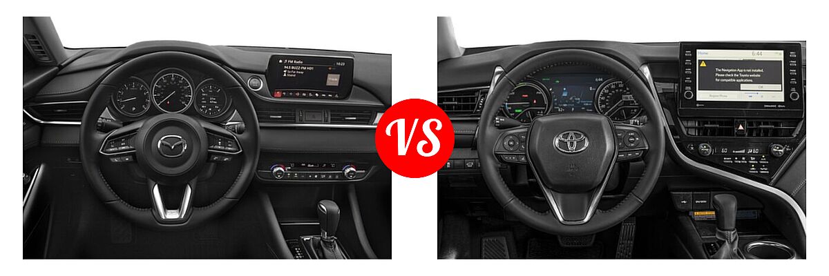 2021 Mazda 6 Sedan Sport vs. 2021 Toyota Camry Hybrid Sedan Hybrid Hybrid XSE - Dashboard Comparison