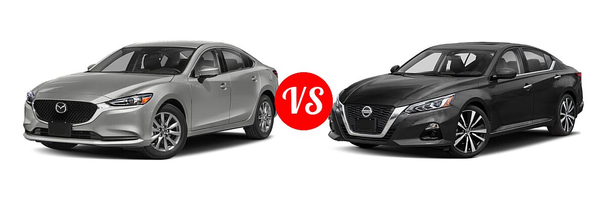 2021 Mazda 6 Sedan Sport vs. 2021 Nissan Altima Sedan 2.5 Platinum / 2.5 SL / 2.5 SV - Front Left Comparison