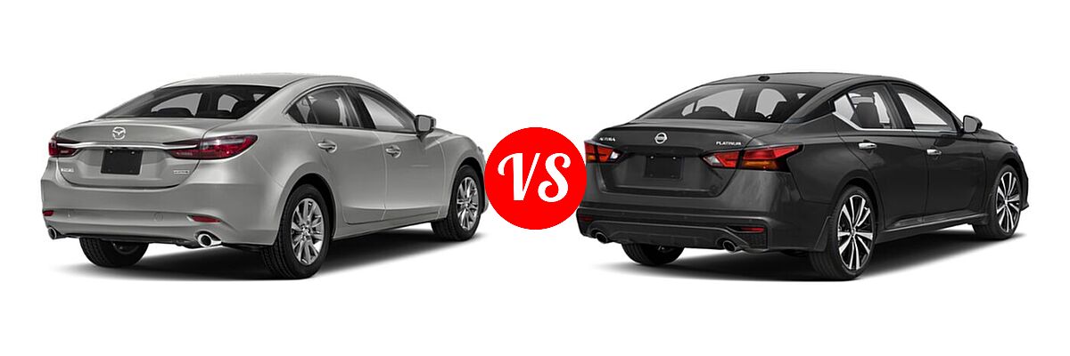 2021 Mazda 6 Sedan Sport vs. 2021 Nissan Altima Sedan 2.5 Platinum / 2.5 SL / 2.5 SV - Rear Right Comparison