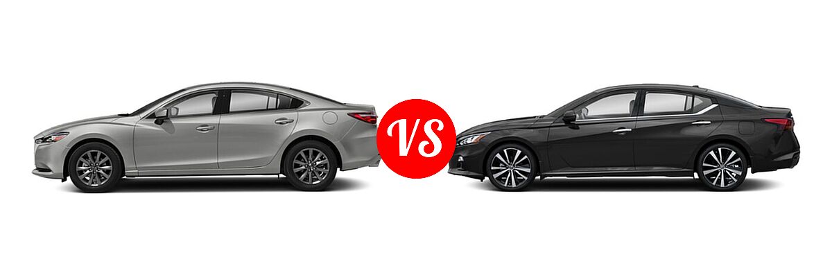 2021 Mazda 6 Sedan Sport vs. 2021 Nissan Altima Sedan 2.5 Platinum / 2.5 SL / 2.5 SV - Side Comparison