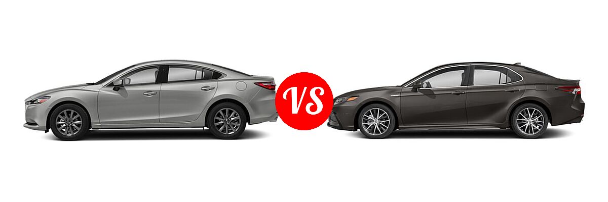 2021 Mazda 6 Sedan Sport vs. 2021 Toyota Camry Hybrid Sedan Hybrid Hybrid SE - Side Comparison