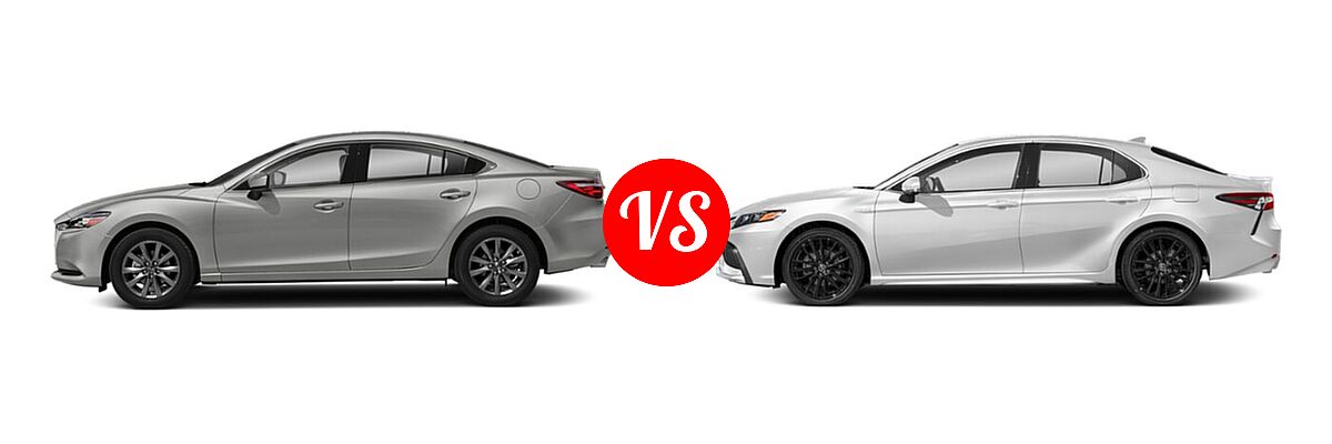 2021 Mazda 6 Sedan Sport vs. 2021 Toyota Camry Hybrid Sedan Hybrid Hybrid XSE - Side Comparison