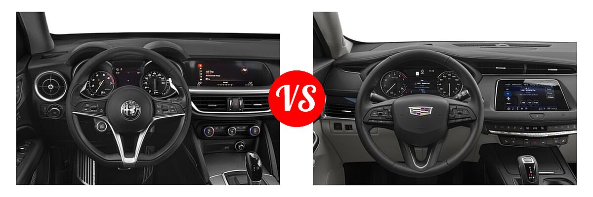 2021 Alfa Romeo Stelvio Quadrifoglio SUV Quadrifoglio vs. 2019 Cadillac XT4 SUV AWD Luxury / AWD Premium Luxury / AWD Sport / FWD Luxury / FWD Premium Luxury / FWD Sport - Dashboard Comparison