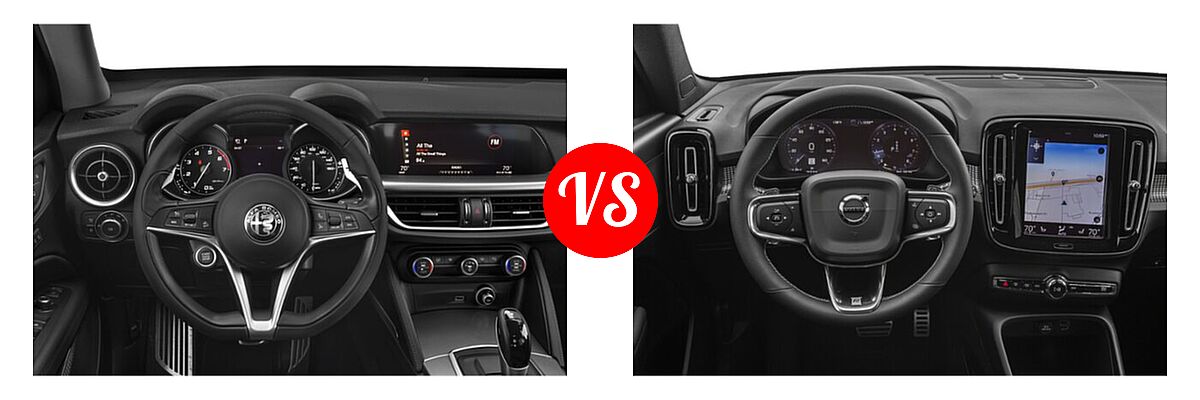 2021 Alfa Romeo Stelvio Quadrifoglio SUV Quadrifoglio vs. 2019 Volvo XC40 SUV R-Design - Dashboard Comparison