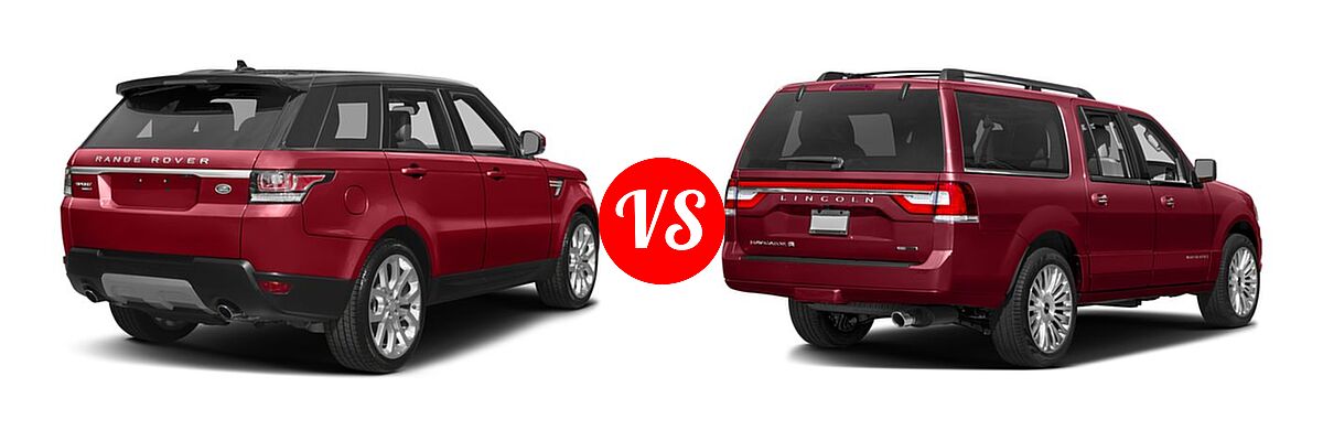 2017 Land Rover Range Rover Sport SUV Diesel HSE / SE vs. 2017 Lincoln Navigator SUV Reserve / Select - Rear Right Comparison