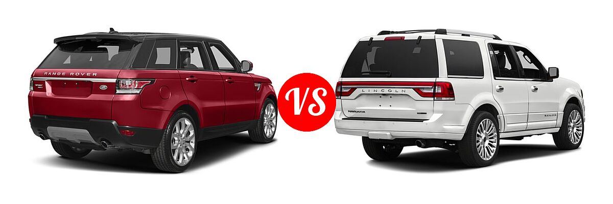 2017 Land Rover Range Rover Sport SUV Diesel HSE / SE vs. 2017 Lincoln Navigator SUV Reserve / Select - Rear Right Comparison