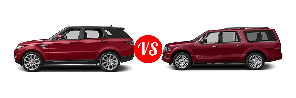 2017 Land Rover Range Rover Sport SUV Diesel HSE / SE vs. 2017 Lincoln Navigator SUV Reserve / Select - Side Comparison