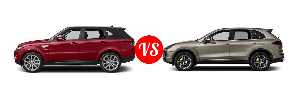 2017 Land Rover Range Rover Sport SUV Diesel HSE / SE vs. 2017 Porsche Cayenne SUV Hybrid S E-Hybrid / S E-Hybrid Platinum Edition - Side Comparison