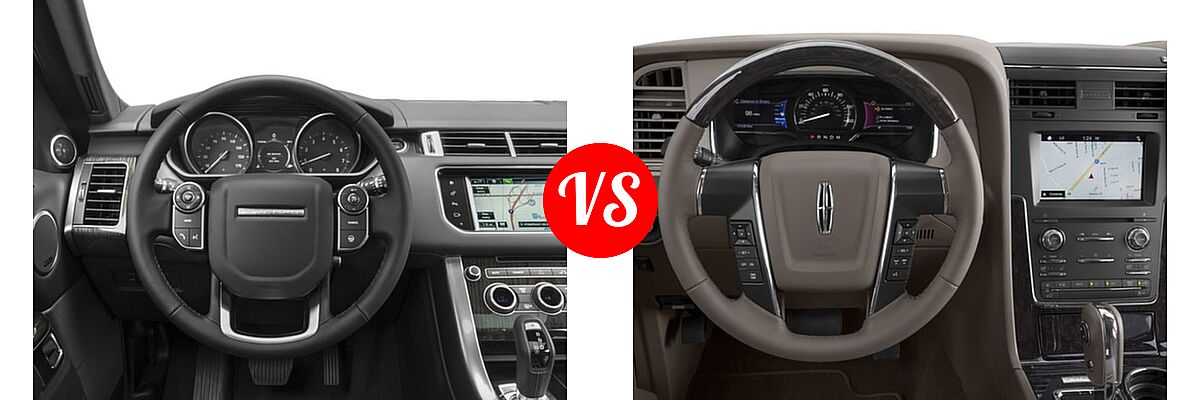 2017 Land Rover Range Rover Sport SUV Diesel HSE / SE vs. 2017 Lincoln Navigator SUV Reserve / Select - Dashboard Comparison