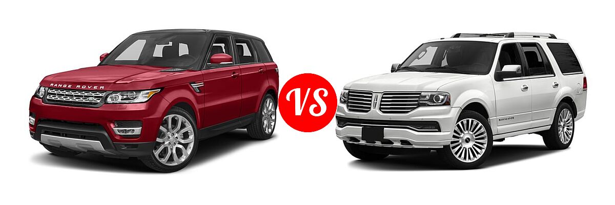 2017 Land Rover Range Rover Sport SUV Diesel HSE / SE vs. 2017 Lincoln Navigator SUV Reserve / Select - Front Left Comparison