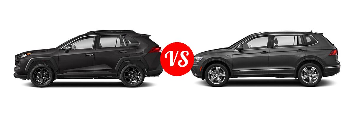 2021 Toyota RAV4 SUV TRD Off Road vs. 2021 Volkswagen Tiguan SUV SEL - Side Comparison