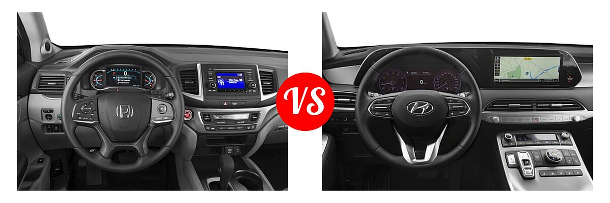 2021 Honda Pilot SUV LX vs. 2021 Hyundai Palisade SUV Calligraphy / SE / SEL - Dashboard Comparison