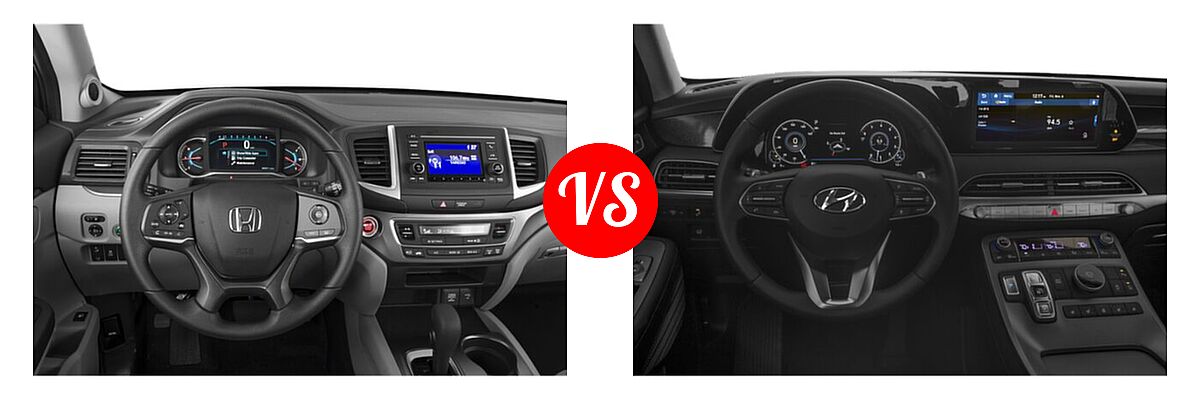 2021 Honda Pilot SUV LX vs. 2021 Hyundai Palisade SUV Limited - Dashboard Comparison