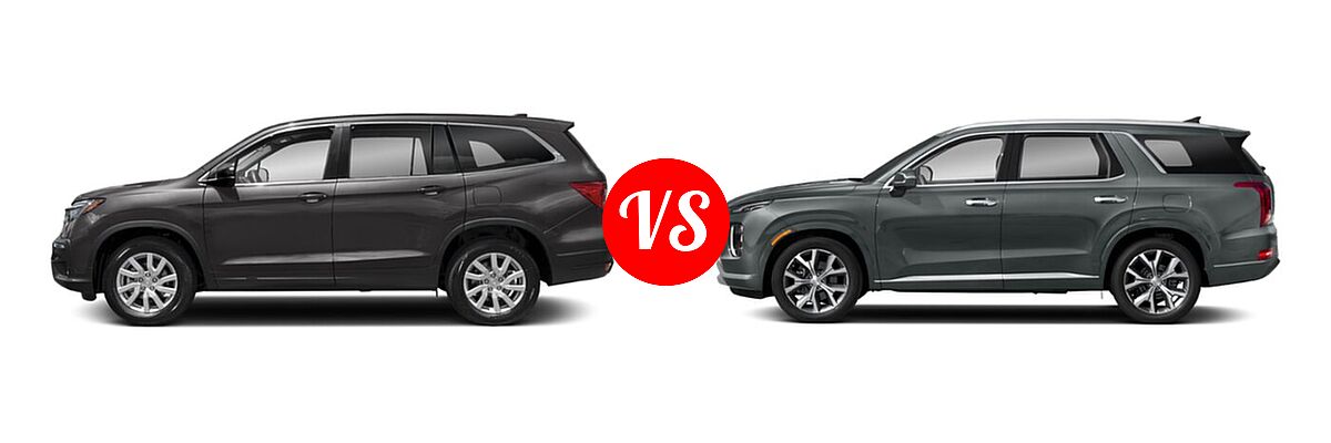 2021 Honda Pilot SUV LX vs. 2021 Hyundai Palisade SUV Limited - Side Comparison