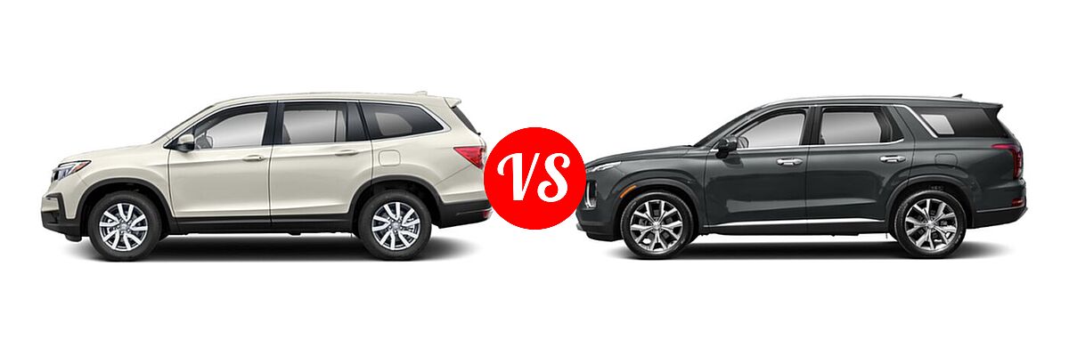 2021 Honda Pilot SUV EX-L vs. 2021 Hyundai Palisade SUV Calligraphy / SE / SEL - Side Comparison