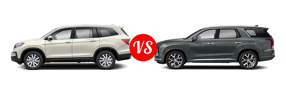 2021 Honda Pilot SUV EX-L vs. 2021 Hyundai Palisade SUV Limited - Side Comparison