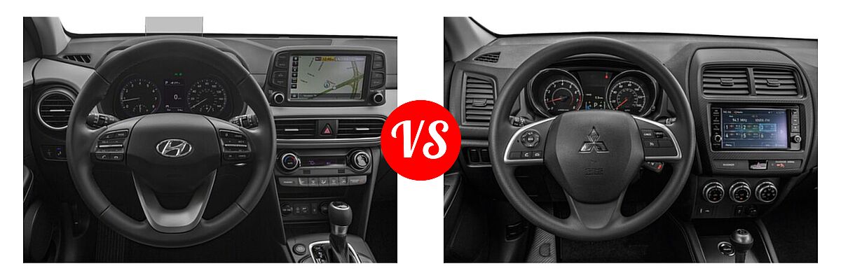 2021 Hyundai Kona SUV Limited / Ultimate vs. 2021 Mitsubishi Outlander Sport SUV ES / LE - Dashboard Comparison