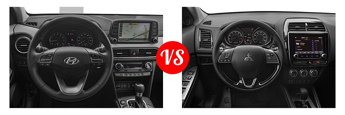 2021 Hyundai Kona SUV Limited / Ultimate vs. 2021 Mitsubishi Outlander Sport SUV GT / SE - Dashboard Comparison