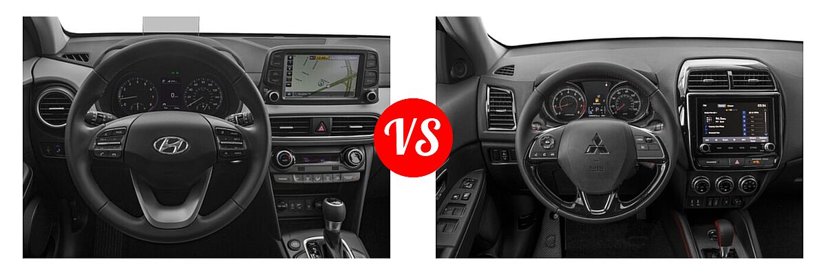 2021 Hyundai Kona SUV Limited / Ultimate vs. 2021 Mitsubishi Outlander Sport SUV BE - Dashboard Comparison