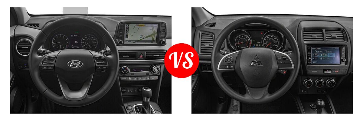 2021 Hyundai Kona SUV Limited / Ultimate vs. 2021 Mitsubishi Outlander Sport SUV S - Dashboard Comparison