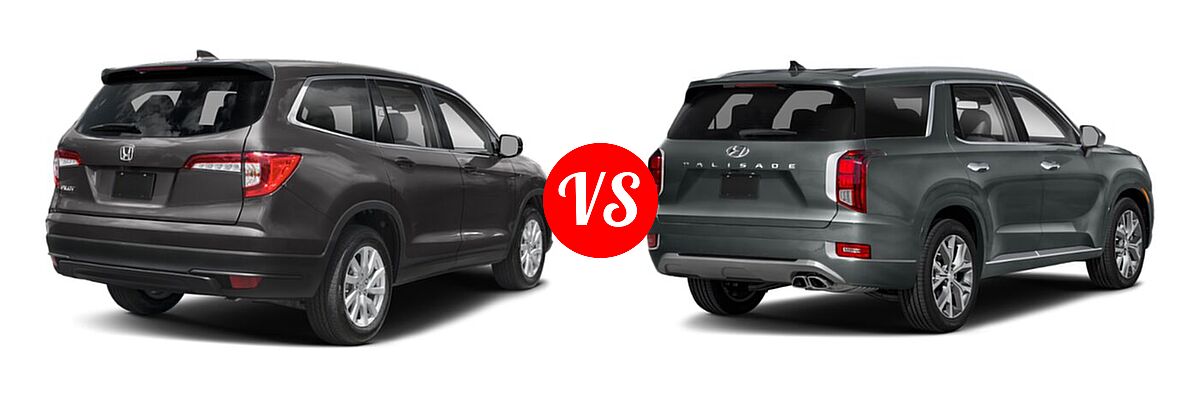 2021 Honda Pilot SUV LX vs. 2021 Hyundai Palisade SUV Limited - Rear Right Comparison