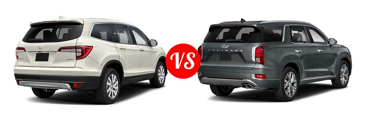 2021 Honda Pilot SUV EX-L vs. 2021 Hyundai Palisade SUV Limited - Rear Right Comparison