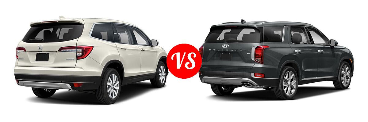 2021 Honda Pilot SUV EX-L vs. 2021 Hyundai Palisade SUV Calligraphy - Rear Right Comparison