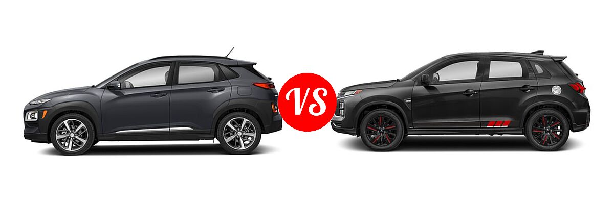 2021 Hyundai Kona SUV Limited / Ultimate vs. 2021 Mitsubishi Outlander Sport SUV BE - Side Comparison