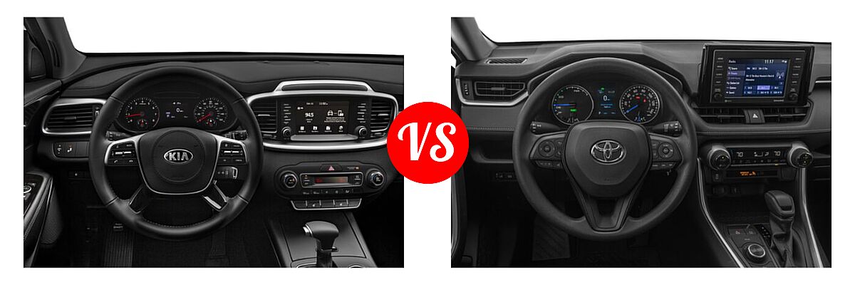 2020 Kia Sorento SUV L / LX vs. 2020 Toyota RAV4 Hybrid SUV Hybrid LE - Dashboard Comparison