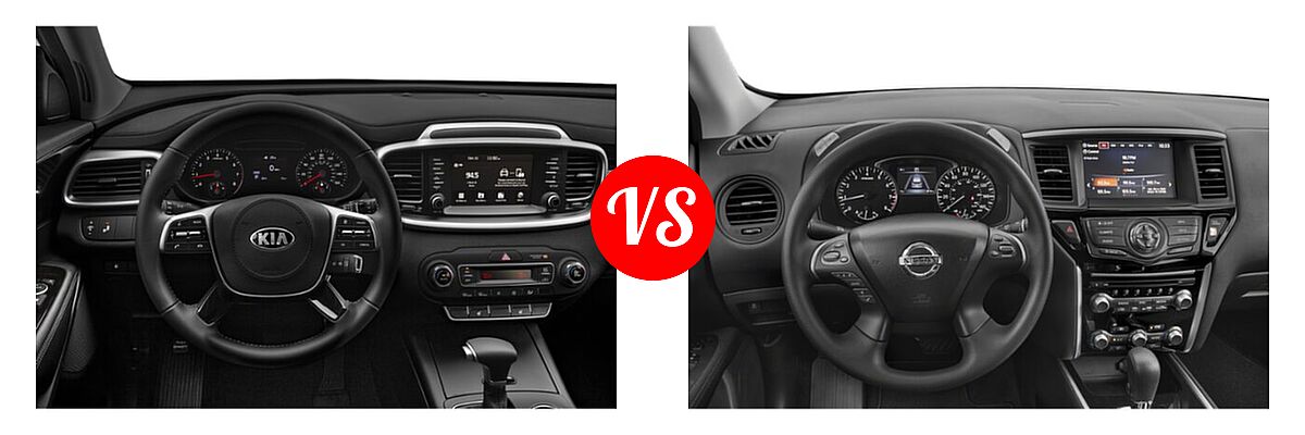 2020 Kia Sorento SUV L / LX vs. 2020 Nissan Pathfinder SUV S - Dashboard Comparison