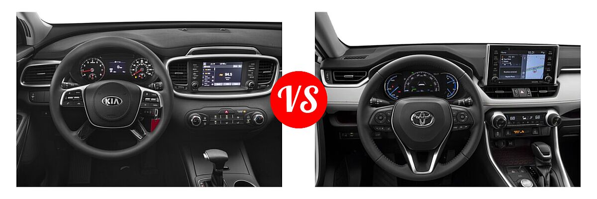 2020 Kia Sorento SUV LX V6 vs. 2020 Toyota RAV4 Hybrid SUV Hybrid Limited - Dashboard Comparison