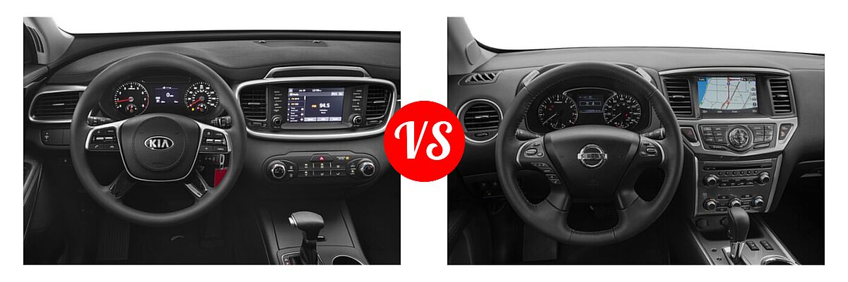 2020 Kia Sorento SUV LX V6 vs. 2020 Nissan Pathfinder SUV SL / SV - Dashboard Comparison