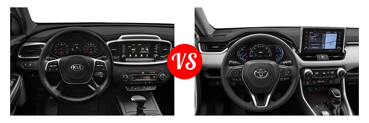 2020 Kia Sorento SUV EX V6 vs. 2020 Toyota RAV4 Hybrid SUV Hybrid Limited - Dashboard Comparison