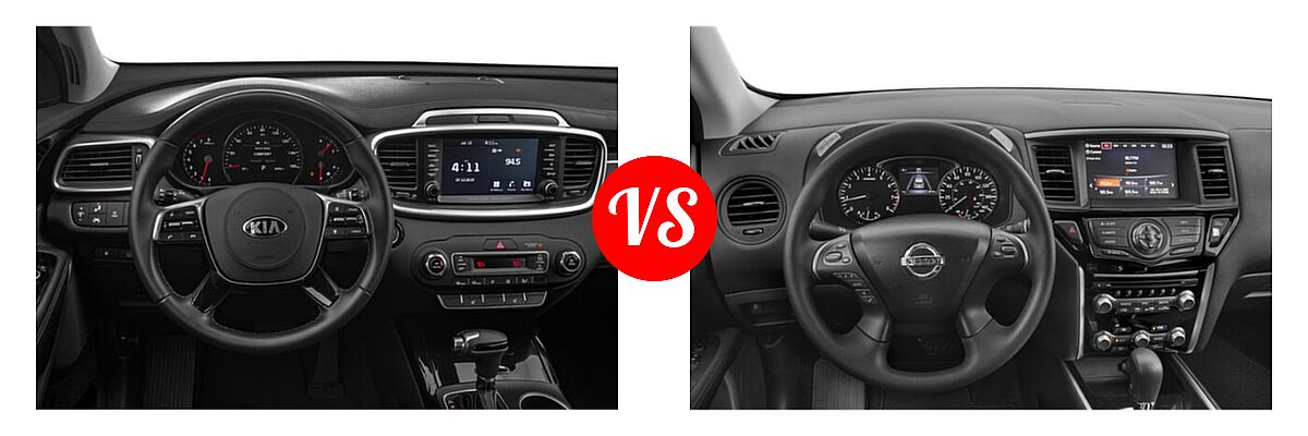 2020 Kia Sorento SUV SX V6 vs. 2020 Nissan Pathfinder SUV S - Dashboard Comparison