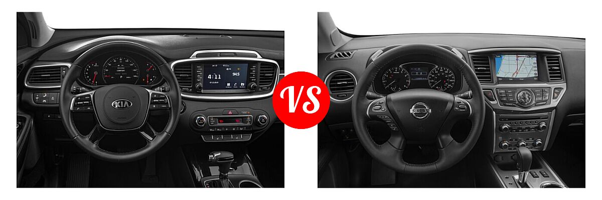 2020 Kia Sorento SUV SX V6 vs. 2020 Nissan Pathfinder SUV SL / SV - Dashboard Comparison