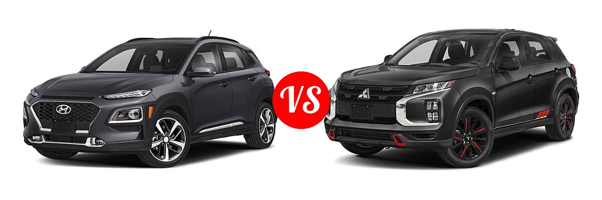 2021 Hyundai Kona SUV Limited / Ultimate vs. 2021 Mitsubishi Outlander Sport SUV BE - Front Left Comparison