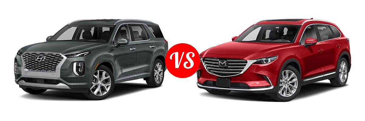 2021 Hyundai Palisade SUV Limited vs. 2021 Mazda CX-9 SUV Grand Touring - Front Left Comparison