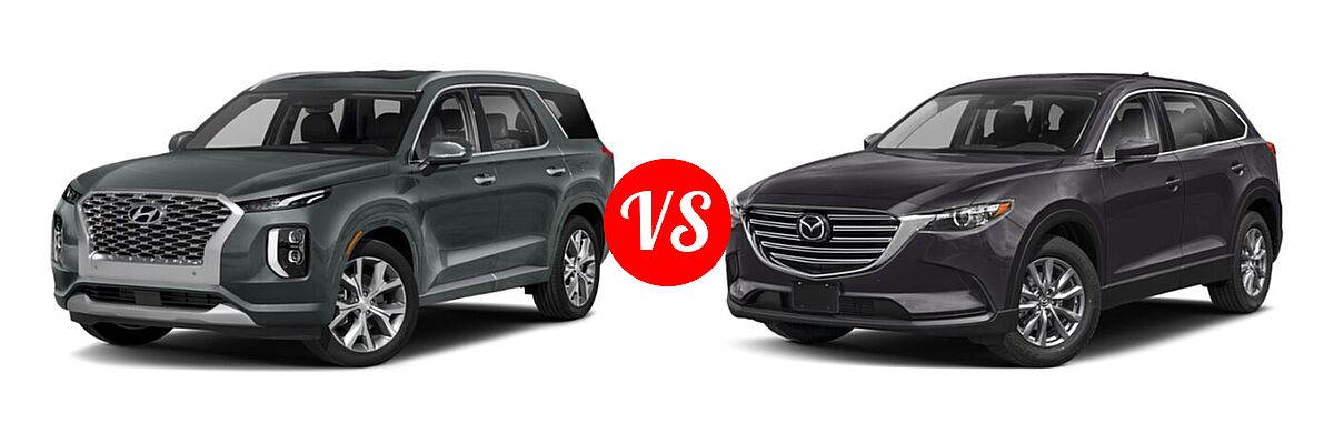 2021 Hyundai Palisade SUV Limited vs. 2021 Mazda CX-9 SUV Sport - Front Left Comparison