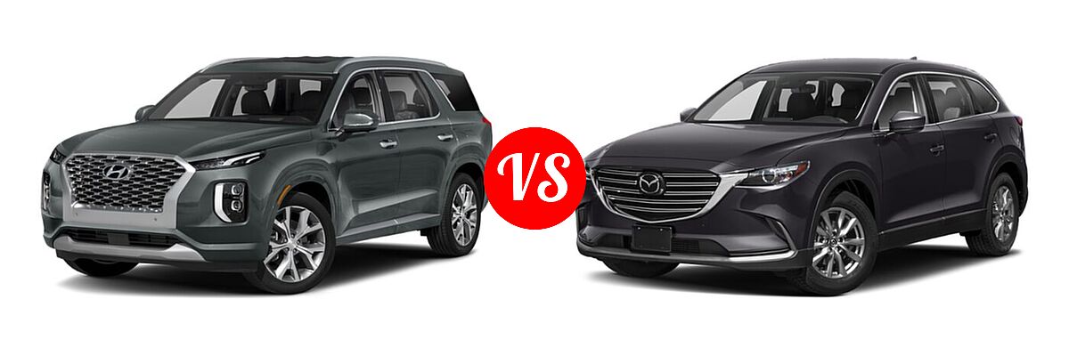 2021 Hyundai Palisade SUV Limited vs. 2021 Mazda CX-9 SUV Touring - Front Left Comparison