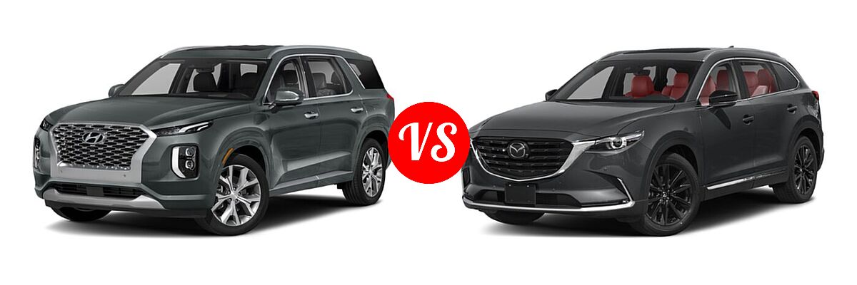 2021 Hyundai Palisade SUV Limited vs. 2021 Mazda CX-9 SUV Carbon Edition - Front Left Comparison