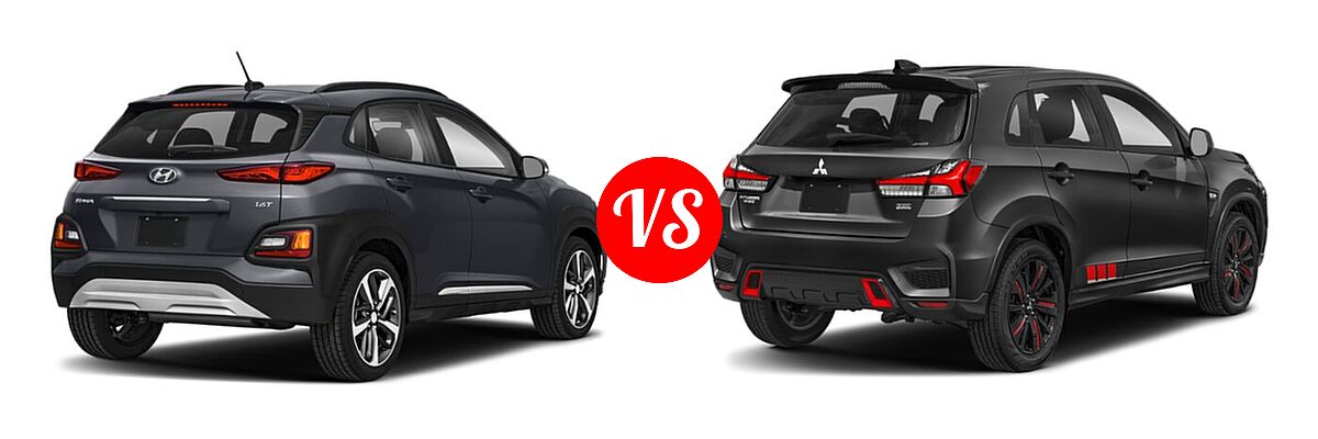 2021 Hyundai Kona SUV Limited / Ultimate vs. 2021 Mitsubishi Outlander Sport SUV BE - Rear Right Comparison